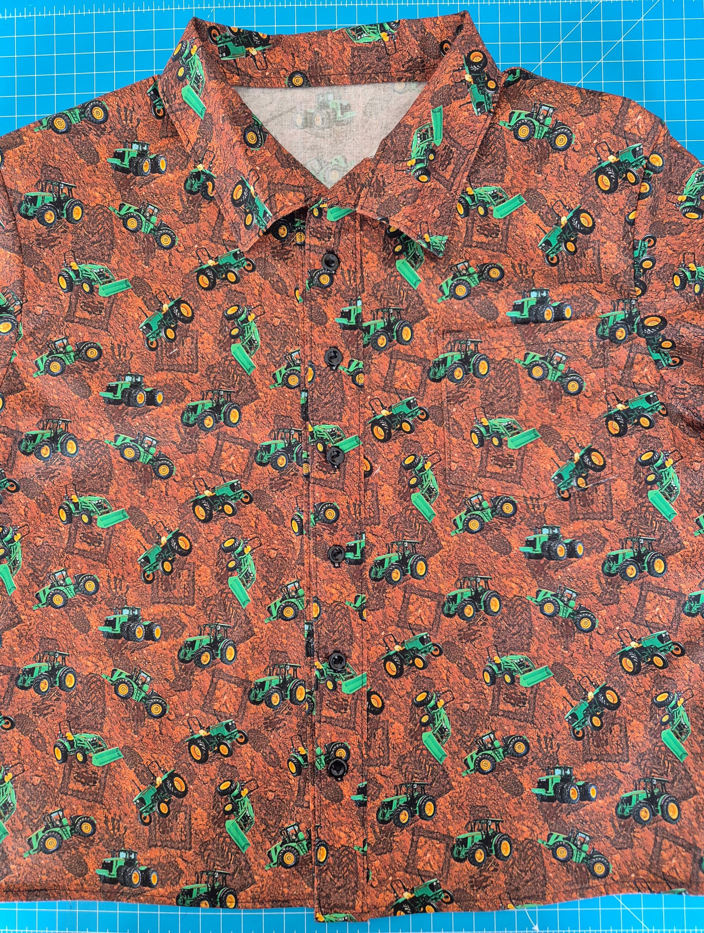 Boys Shirt Short Sleeve Tractor Print