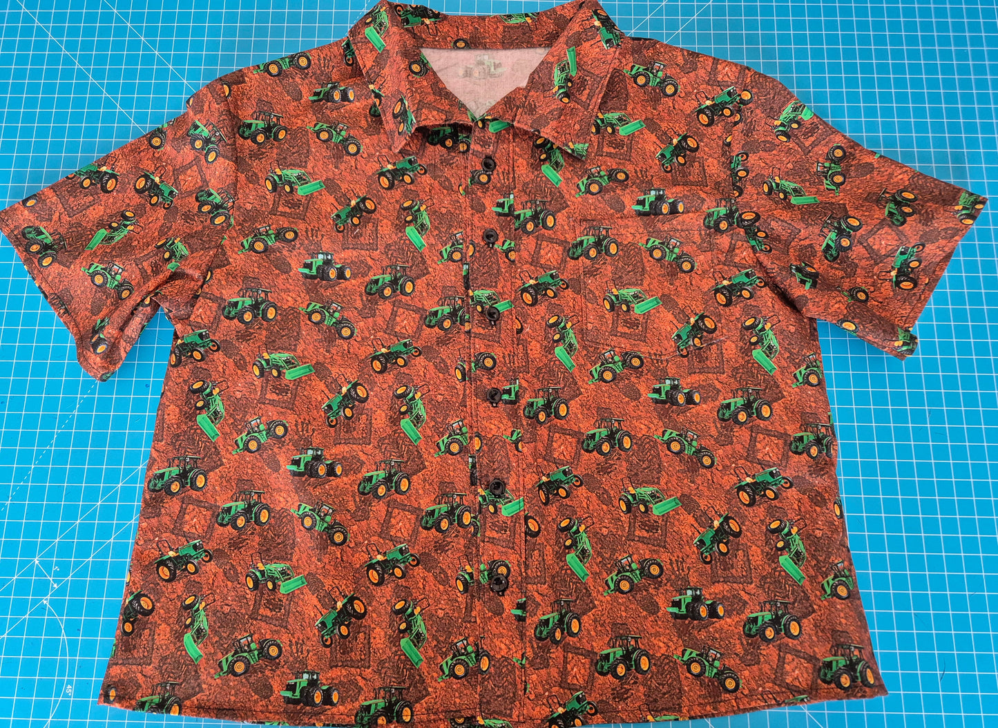 Boys Shirt Short Sleeve Tractor Print