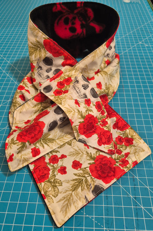 Fleece Lined Skulls And Roses Snood Scarf Neck Warmer