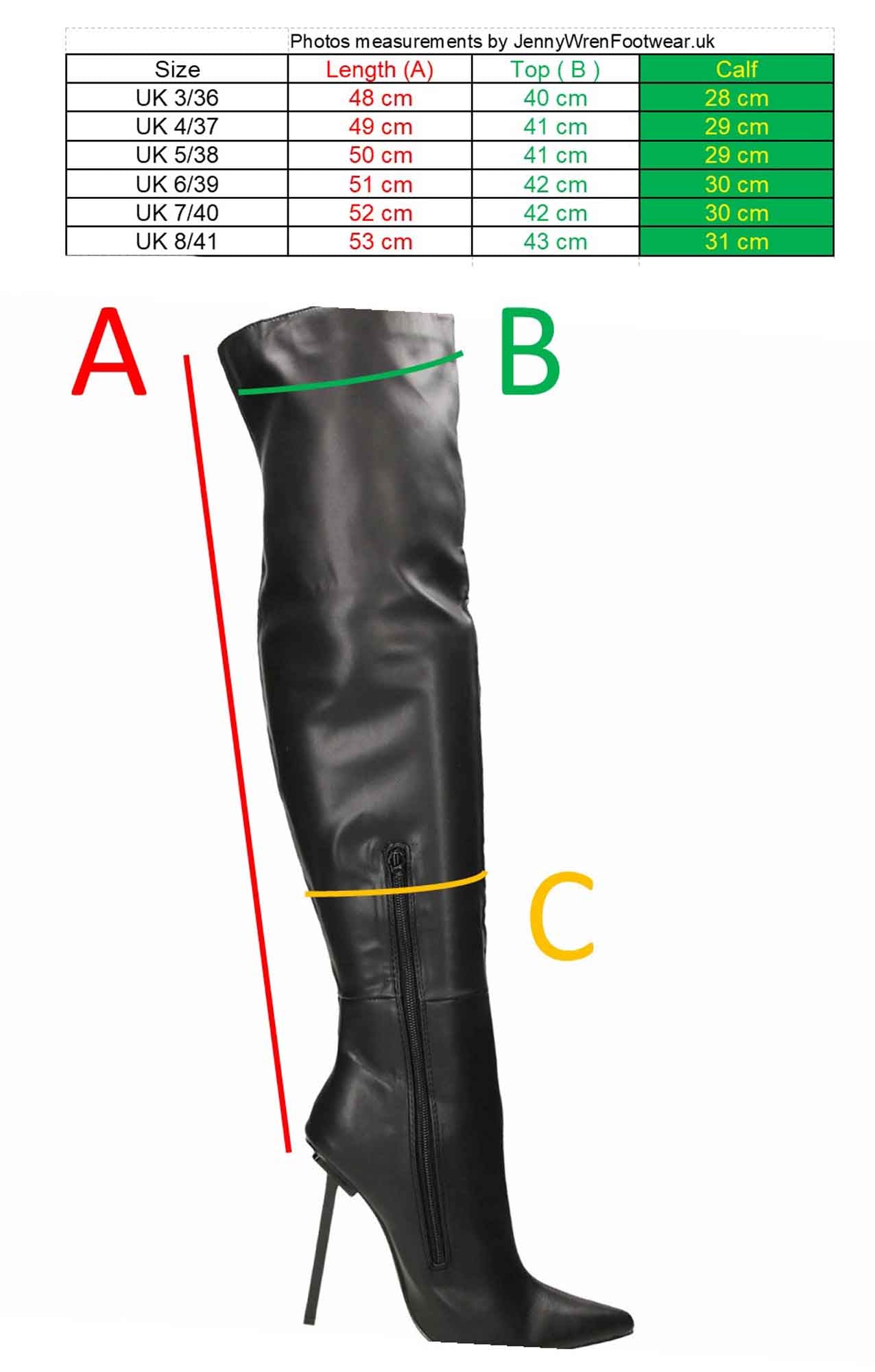 Black Over The Knee Boots Thigh High Heel UK 3