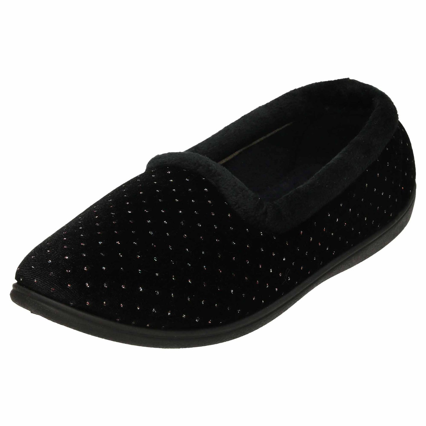 Black Slippers Cushioned Wide Fit