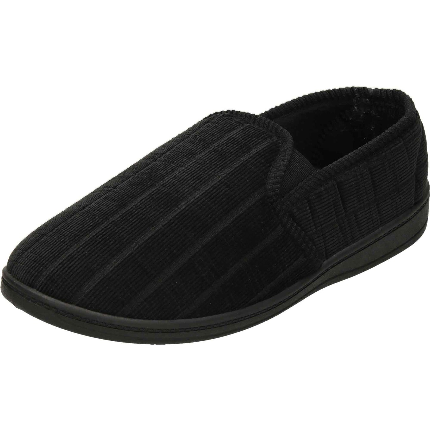 Black Cord Mens Slippers Wide Fit