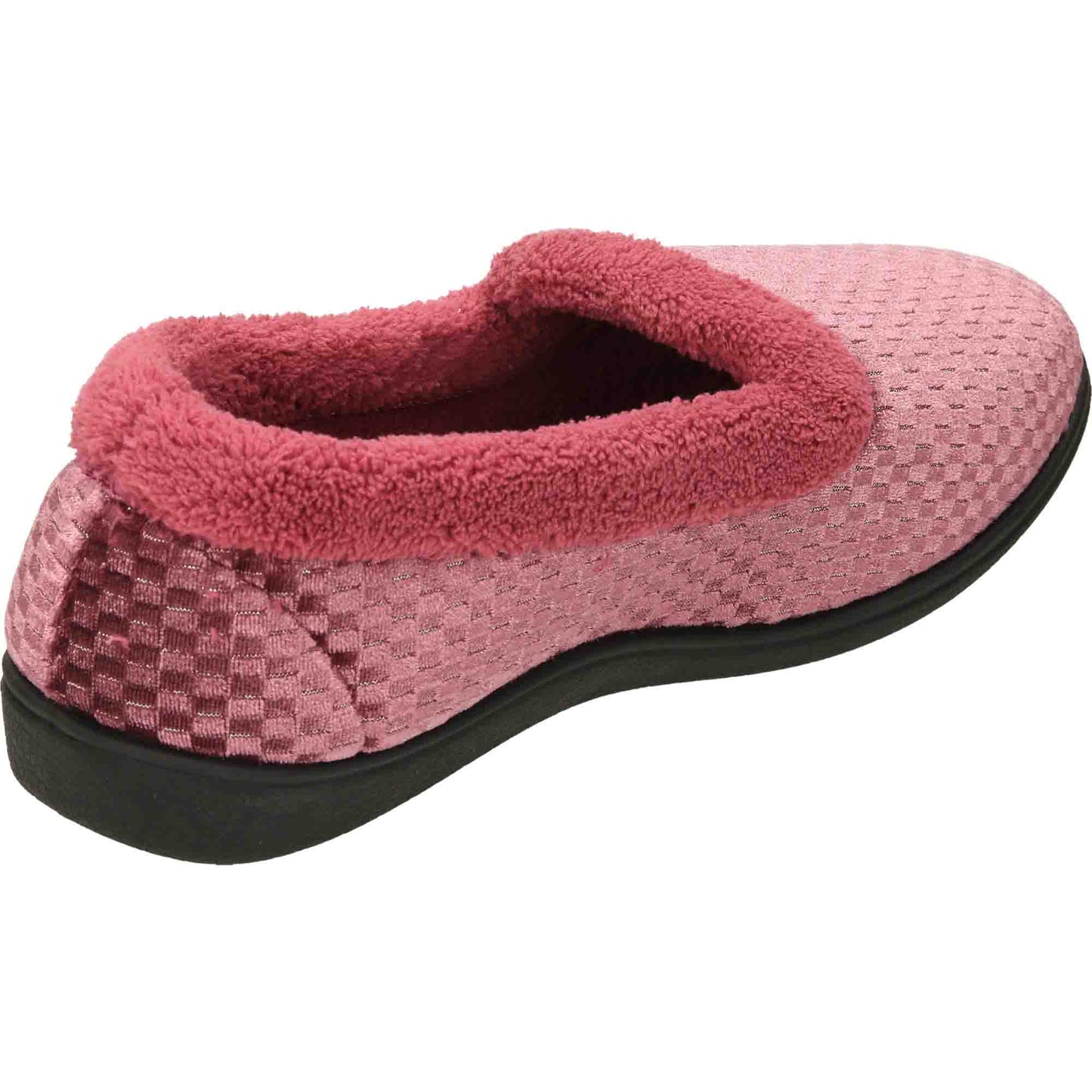 Pink Velour Shimmer Slippers Cushioned Wide Fit