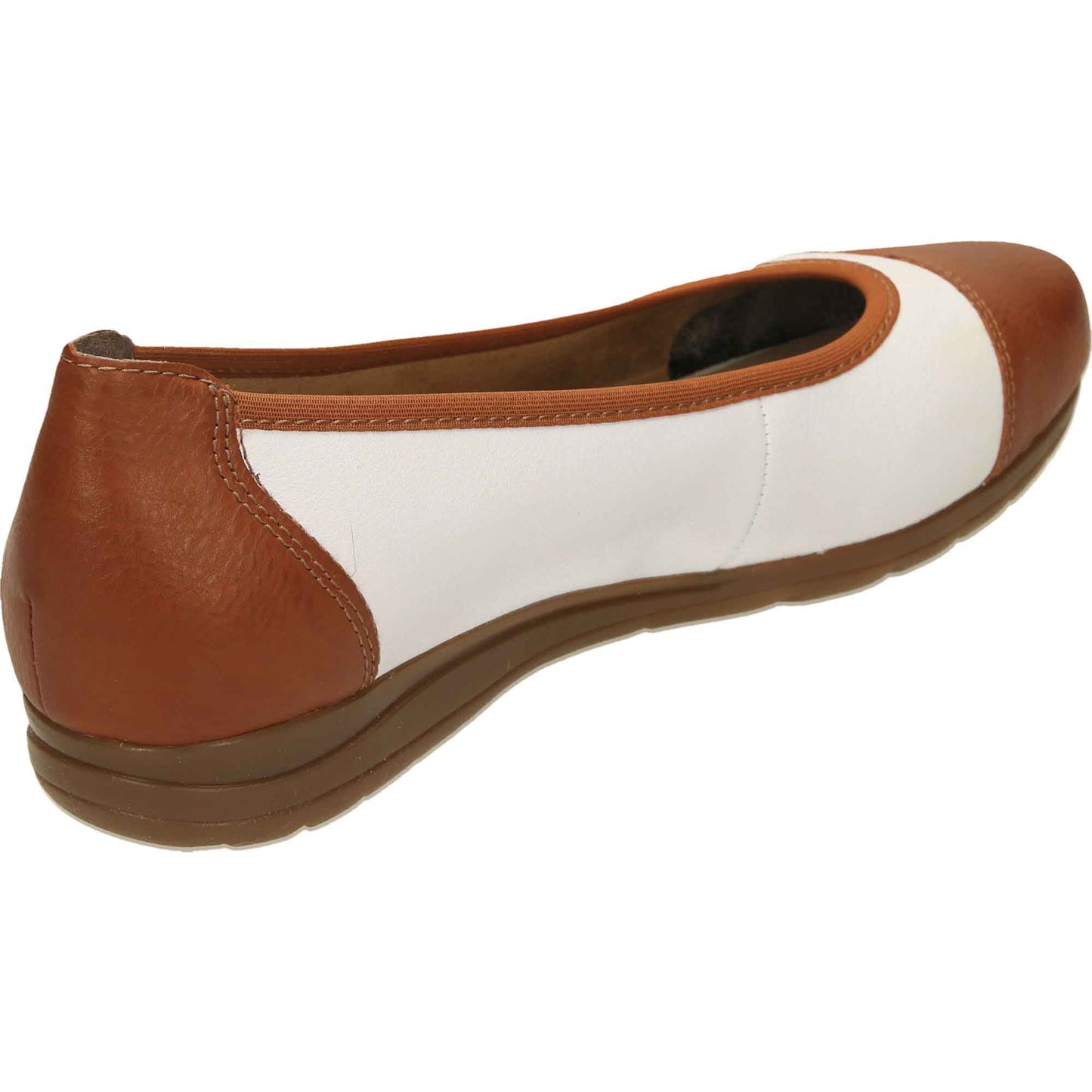 White Brown Leather Flat Shoes L9351-81 Loafer UK 6.5
