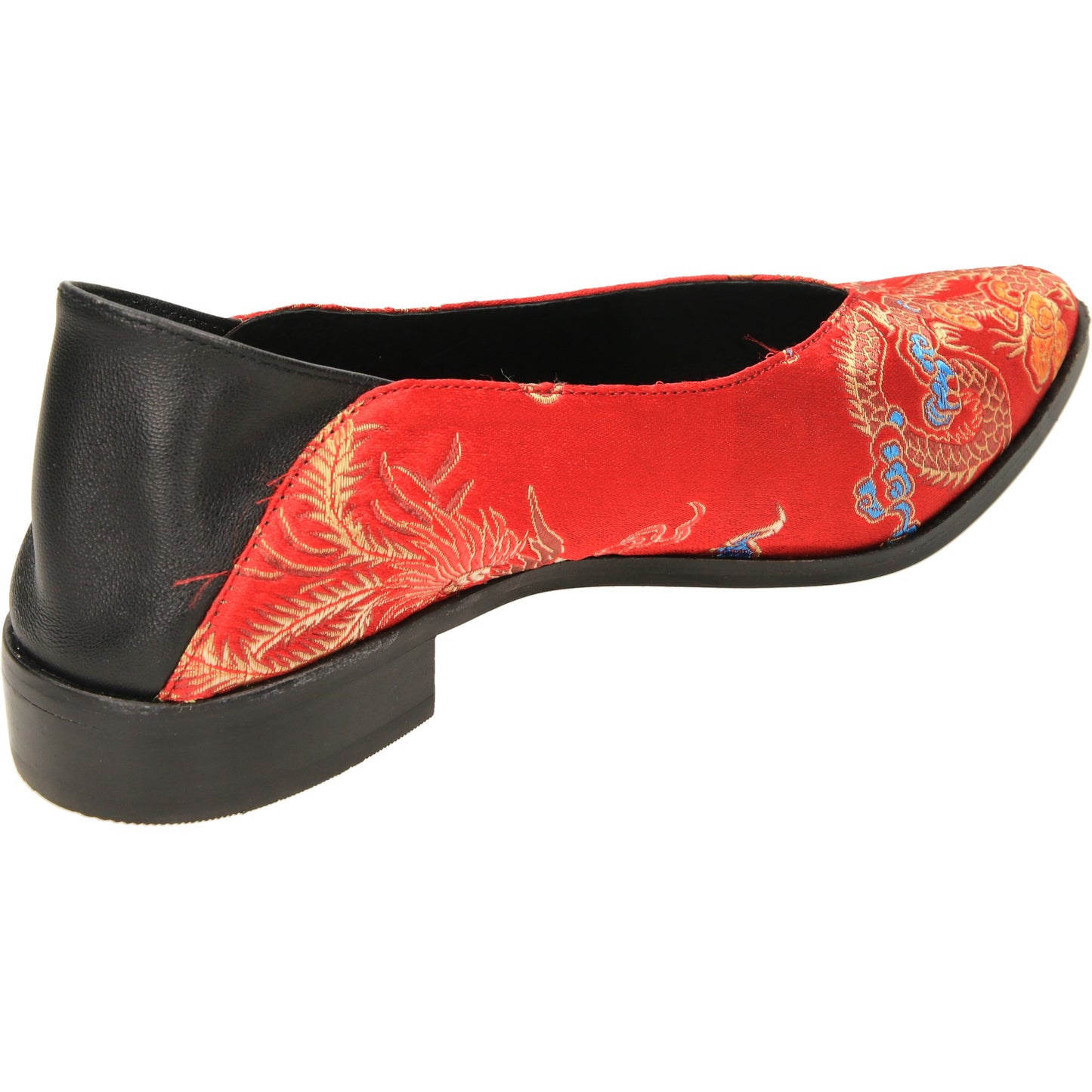 Satin Red Shoes Dragon Oriental Collapse Heel