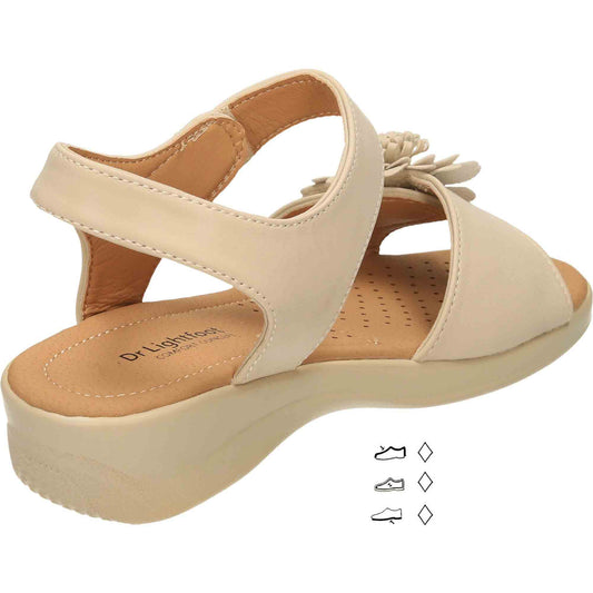 Beige Open Toe Sandals Low Wedge Heel Slingback
