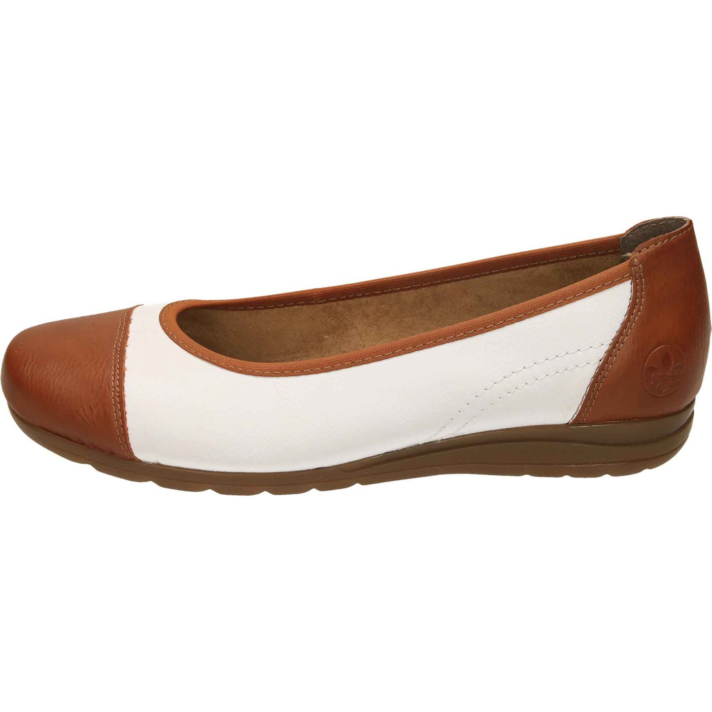 White Brown Leather Flat Shoes L9351-81 Loafer UK 6.5