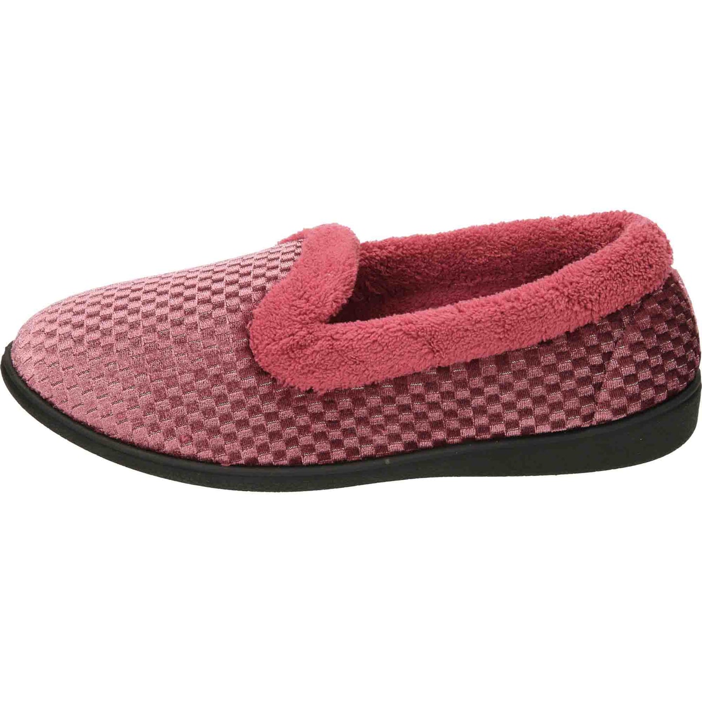 Pink Velour Shimmer Slippers Cushioned Wide Fit