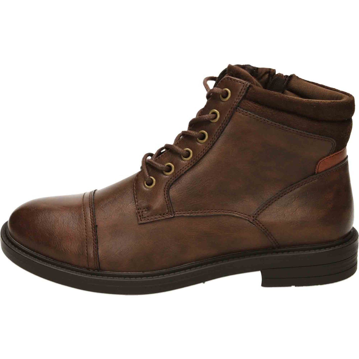 Mens Brown Ankle Boots Lace Up Zip Formal Work Shoes