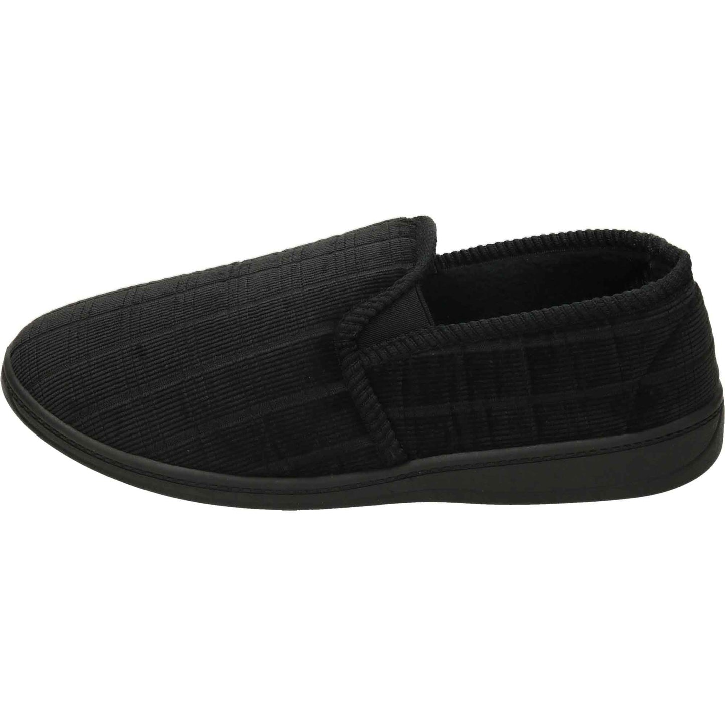 Black Cord Mens Slippers Wide Fit