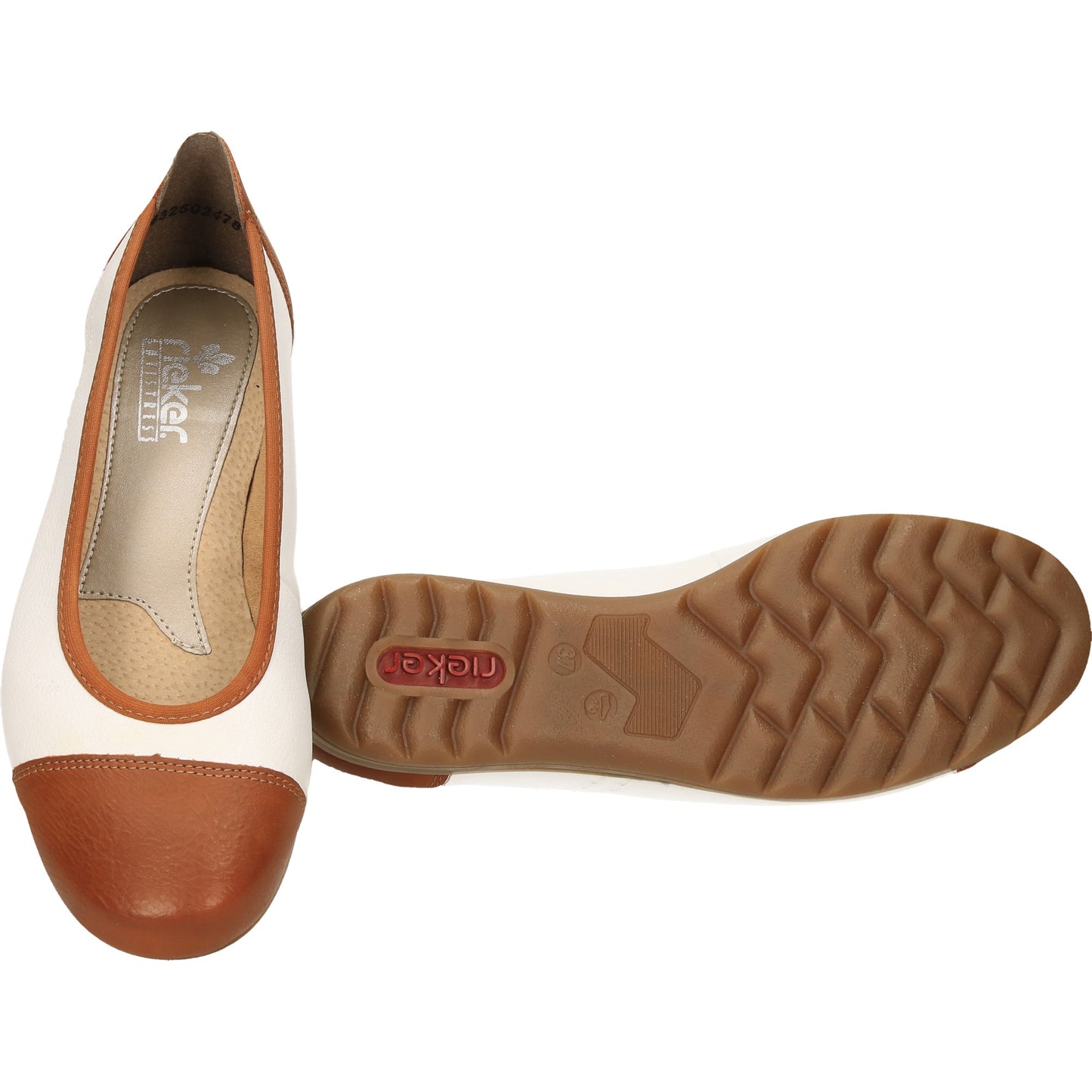 White Brown Leather Flat Shoes L9351-81 Loafer UK 6.5