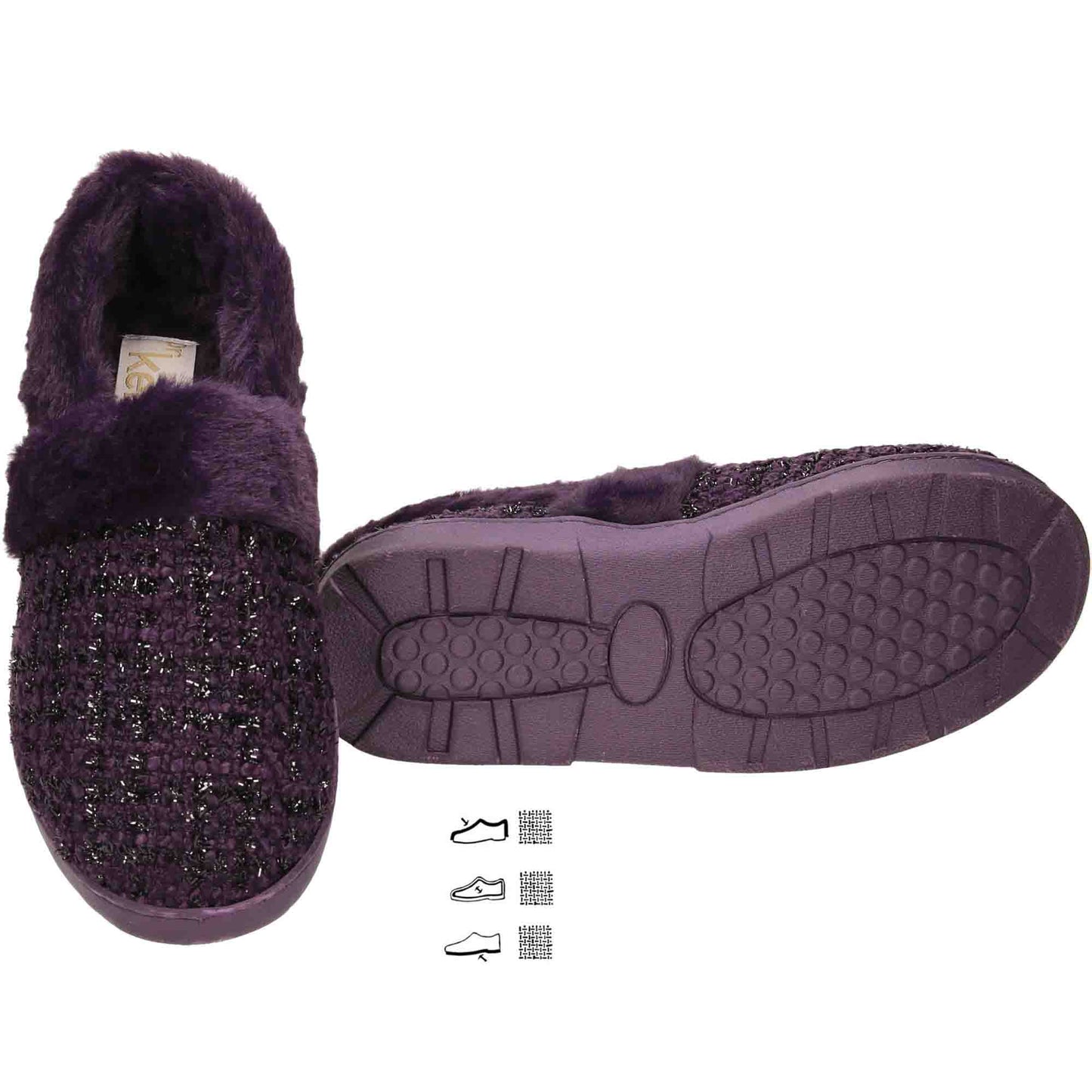 Purple Slippers Glitter House Shoes Dr Keller