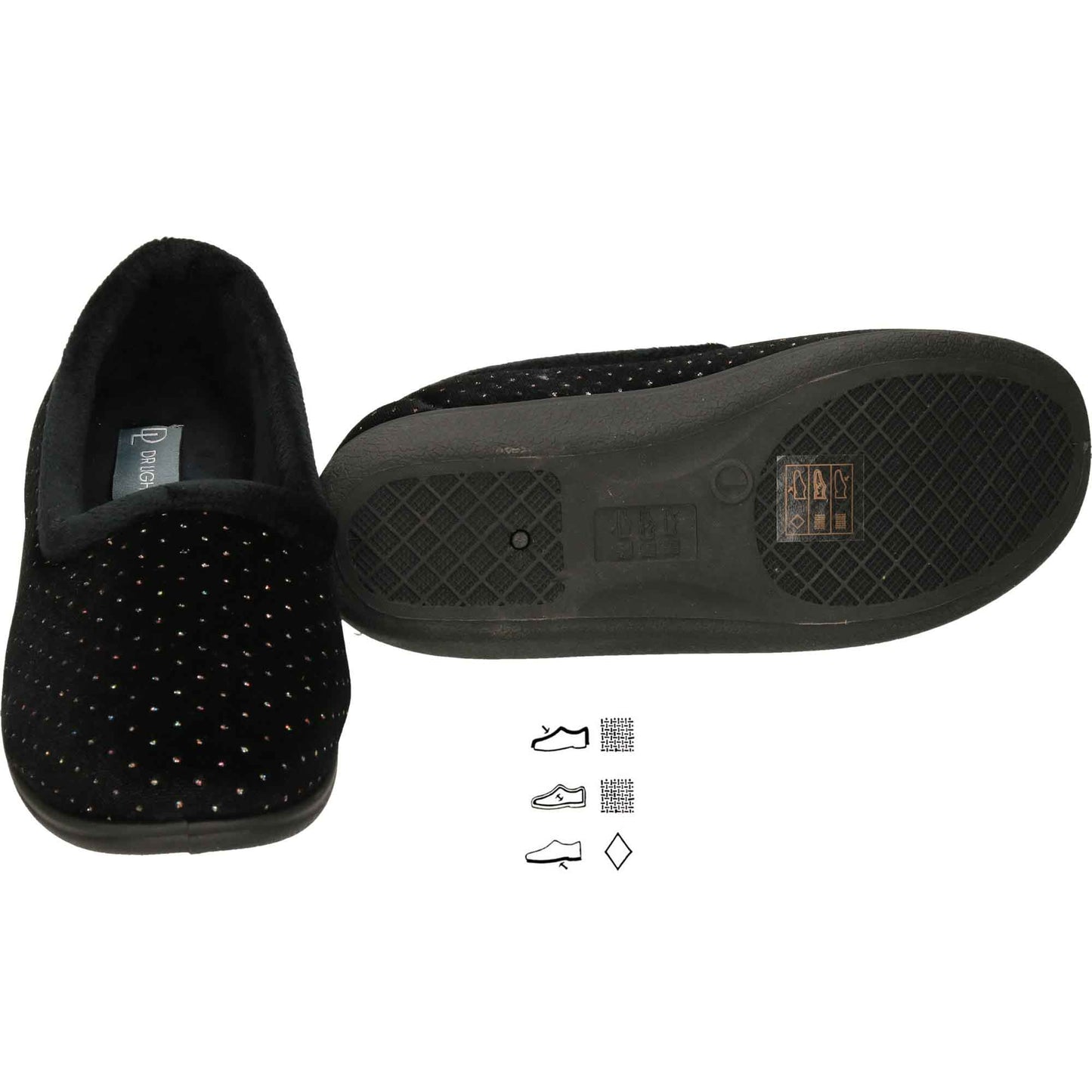 Black Slippers Cushioned Wide Fit