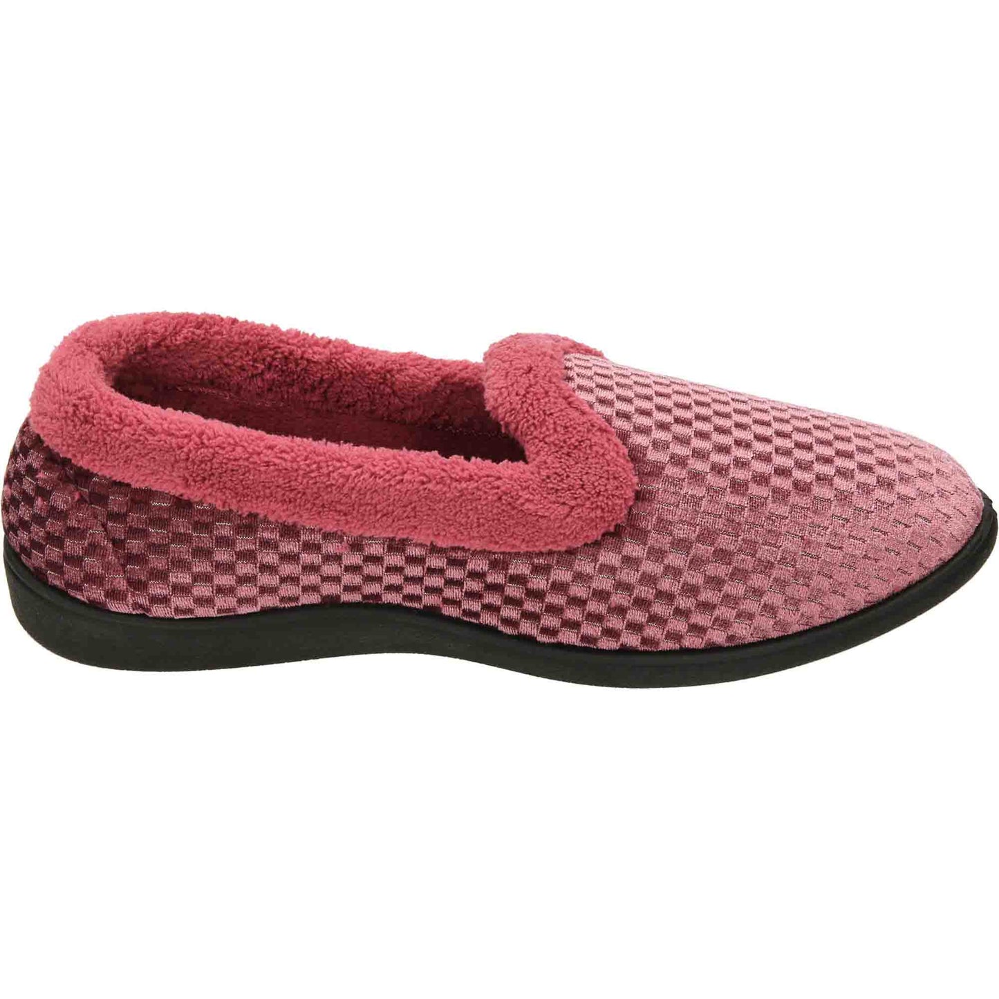 Pink Velour Shimmer Slippers Cushioned Wide Fit