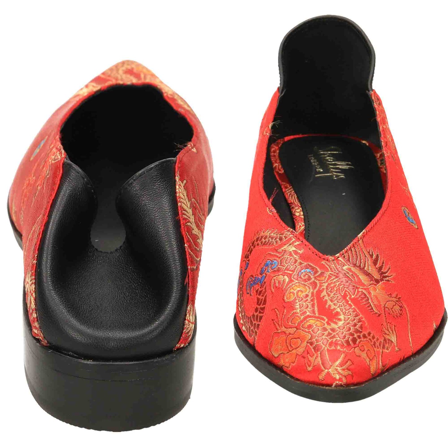 Satin Red Shoes Dragon Oriental Collapse Heel