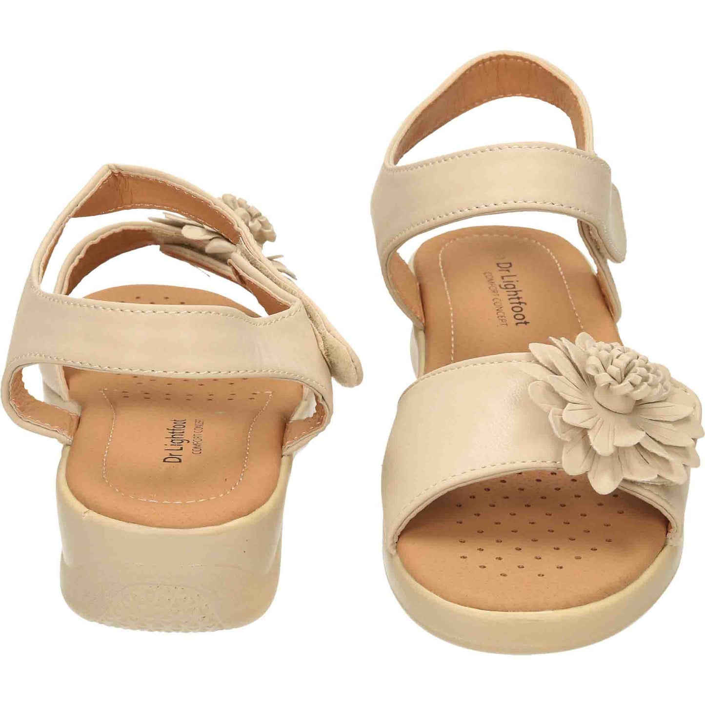 Beige Open Toe Sandals Low Wedge Heel Slingback