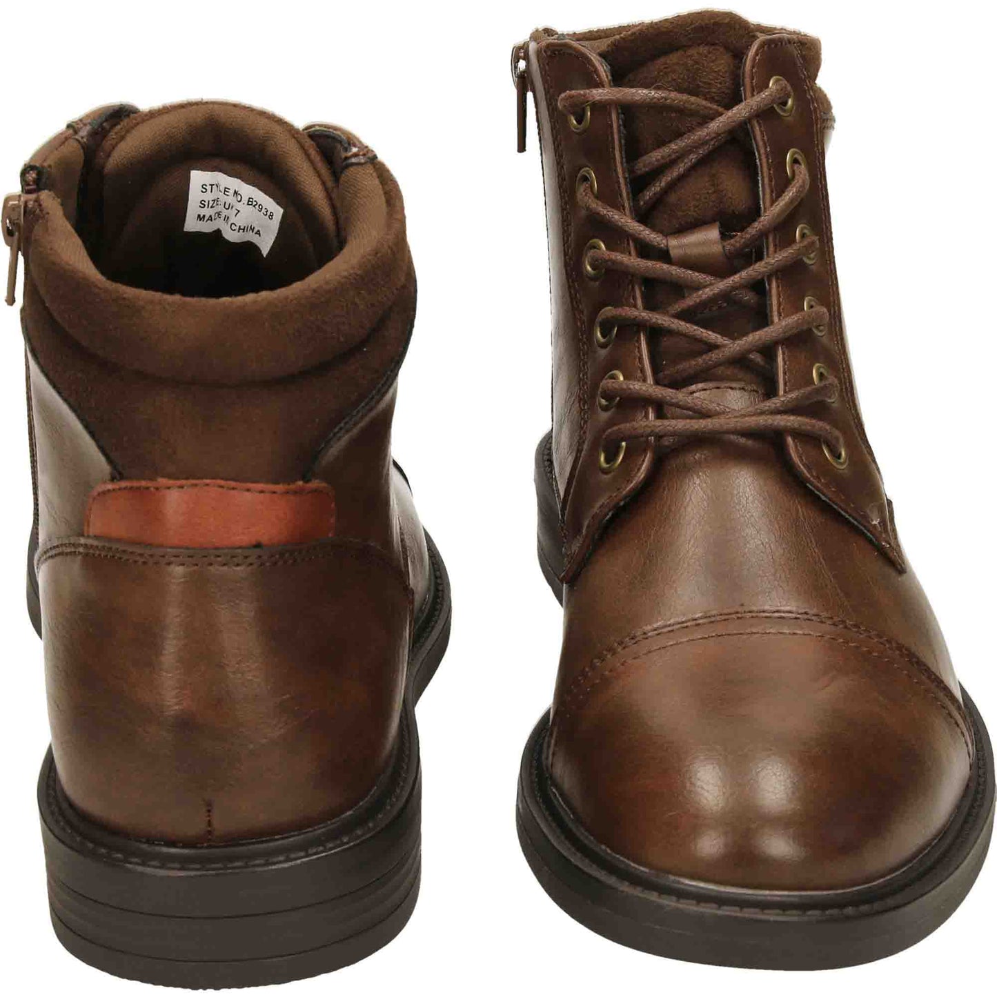 Mens Brown Ankle Boots Lace Up Zip Formal Work Shoes