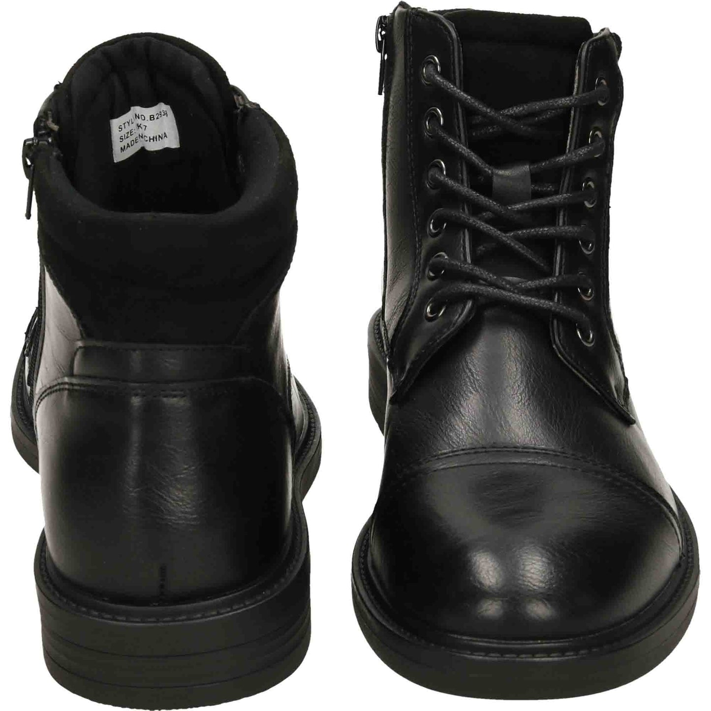 Mens Black Ankle Boots Lace Up Zip Formal Work Shoes