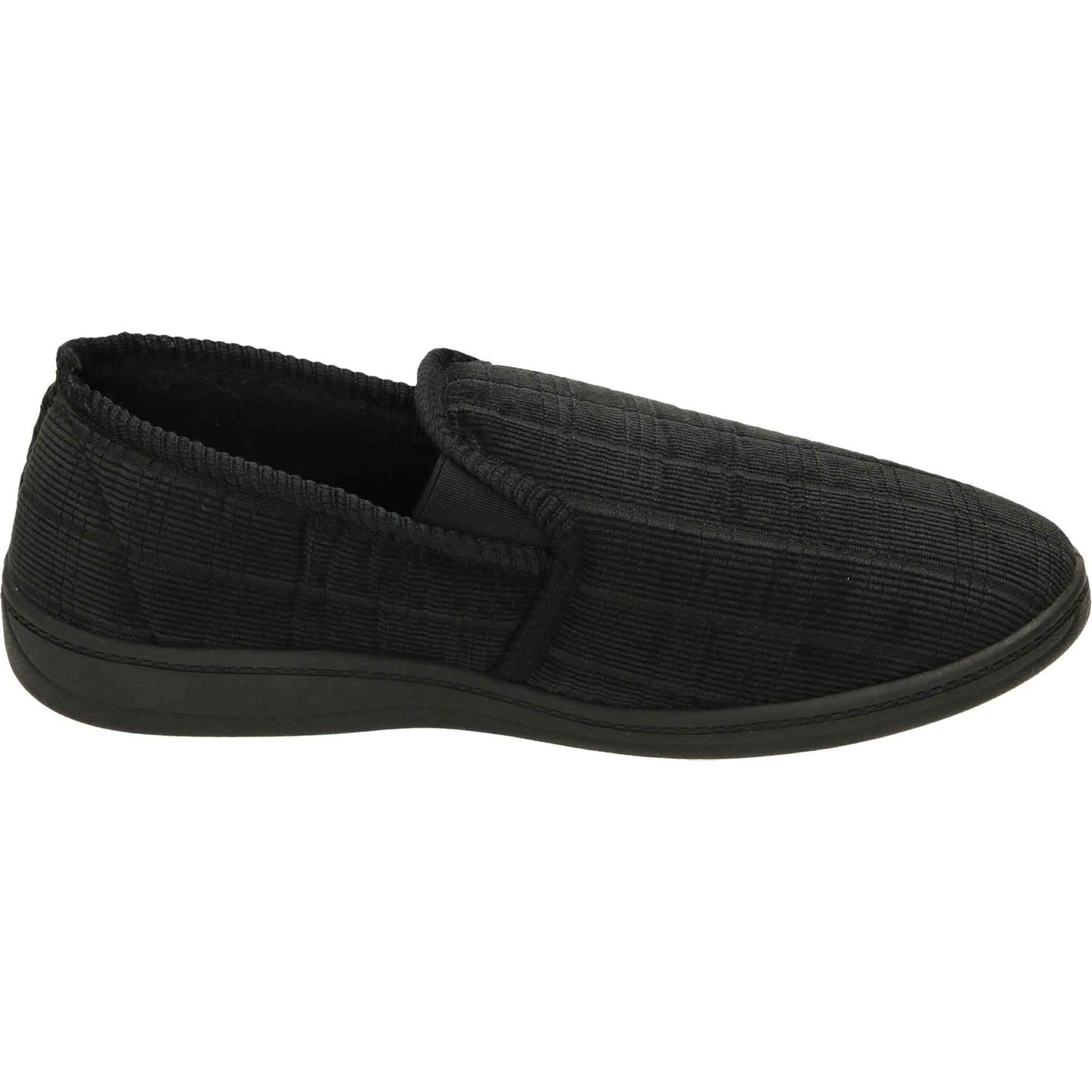 Black Cord Mens Slippers Wide Fit