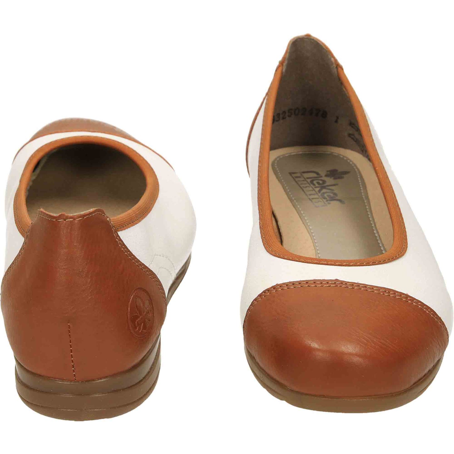 White Brown Leather Flat Shoes L9351-81 Loafer UK 6.5