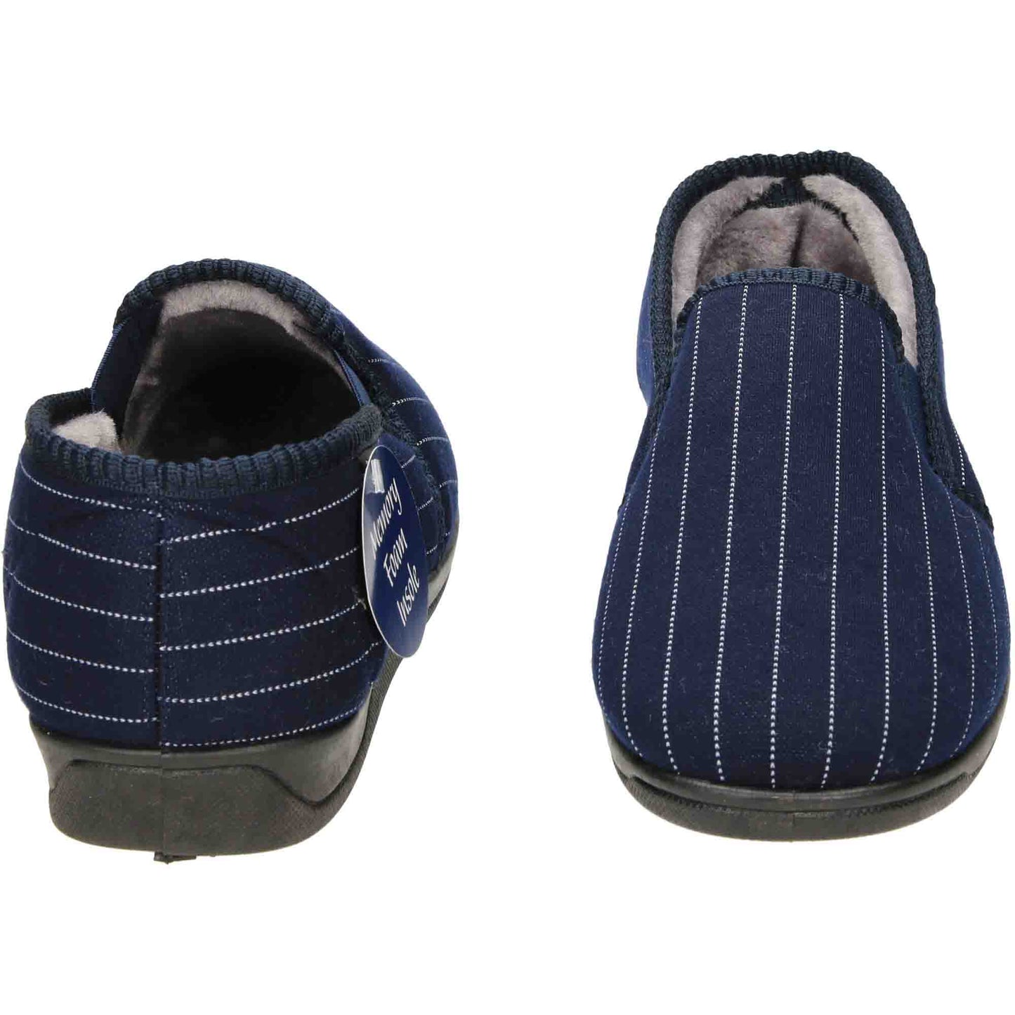 Mens Navy Blue Slippers Cushioned House Shoes