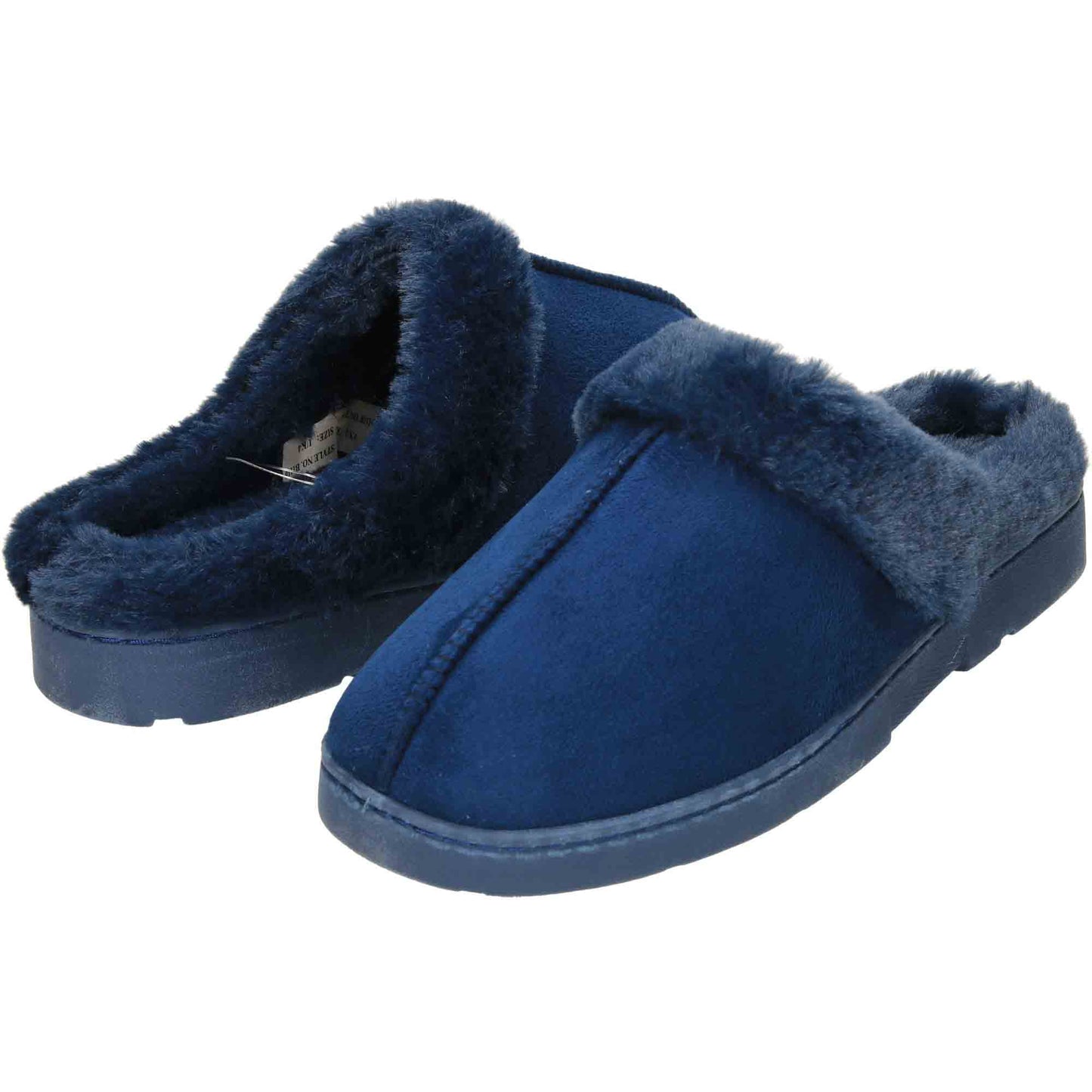 Slippers Mule Clogs Navy Blue Warm Cushioned Slip On