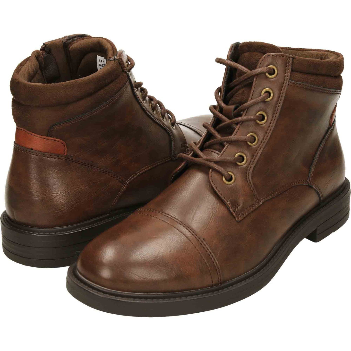 Mens Brown Ankle Boots Lace Up Zip Formal Work Shoes
