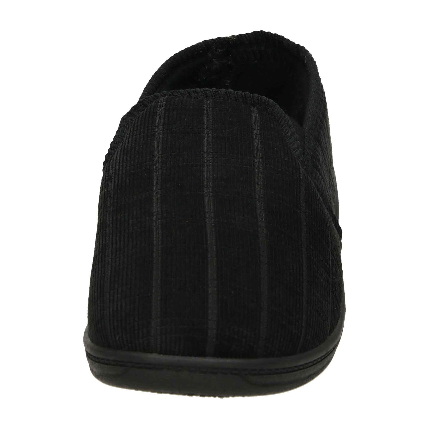 Black Cord Mens Slippers Wide Fit