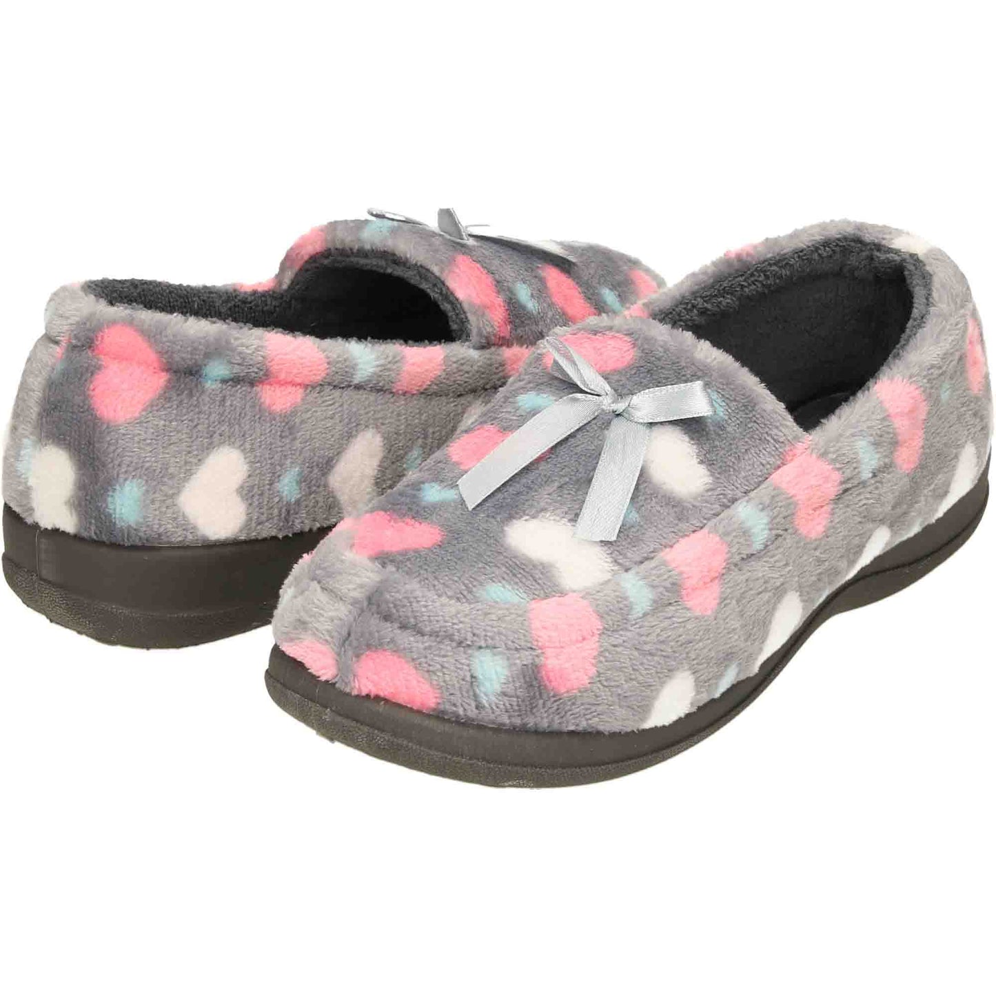 Grey Moccasin Slippers Memory Foam Wide