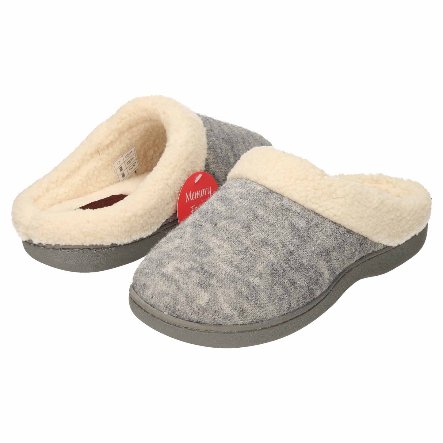 Grey Slip On Slippers Mules Memory Foam Clogs
