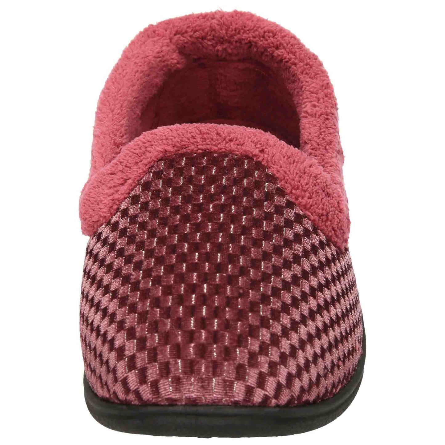Pink Velour Shimmer Slippers Cushioned Wide Fit