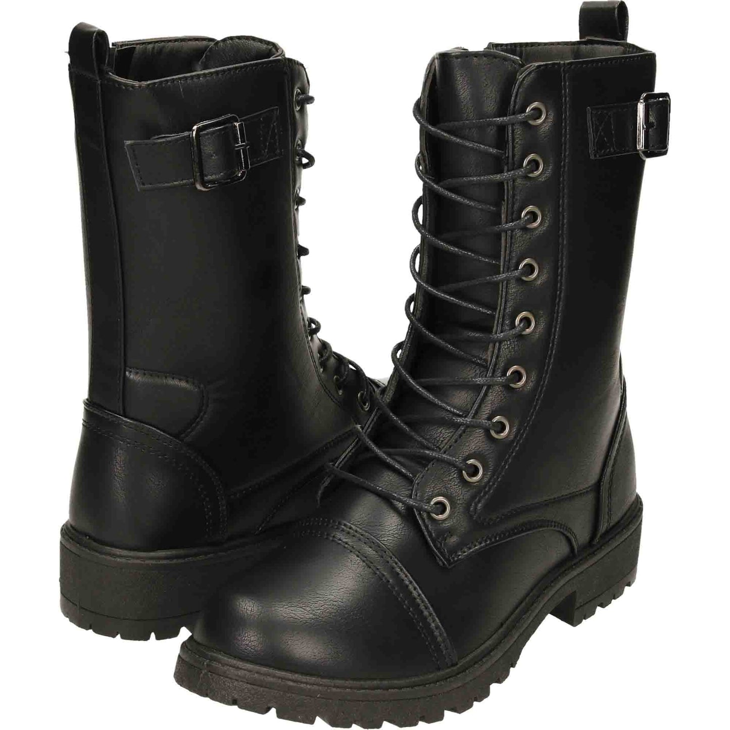 Military Combat Boots Lace Up Zip Black Punk Goth Victorian