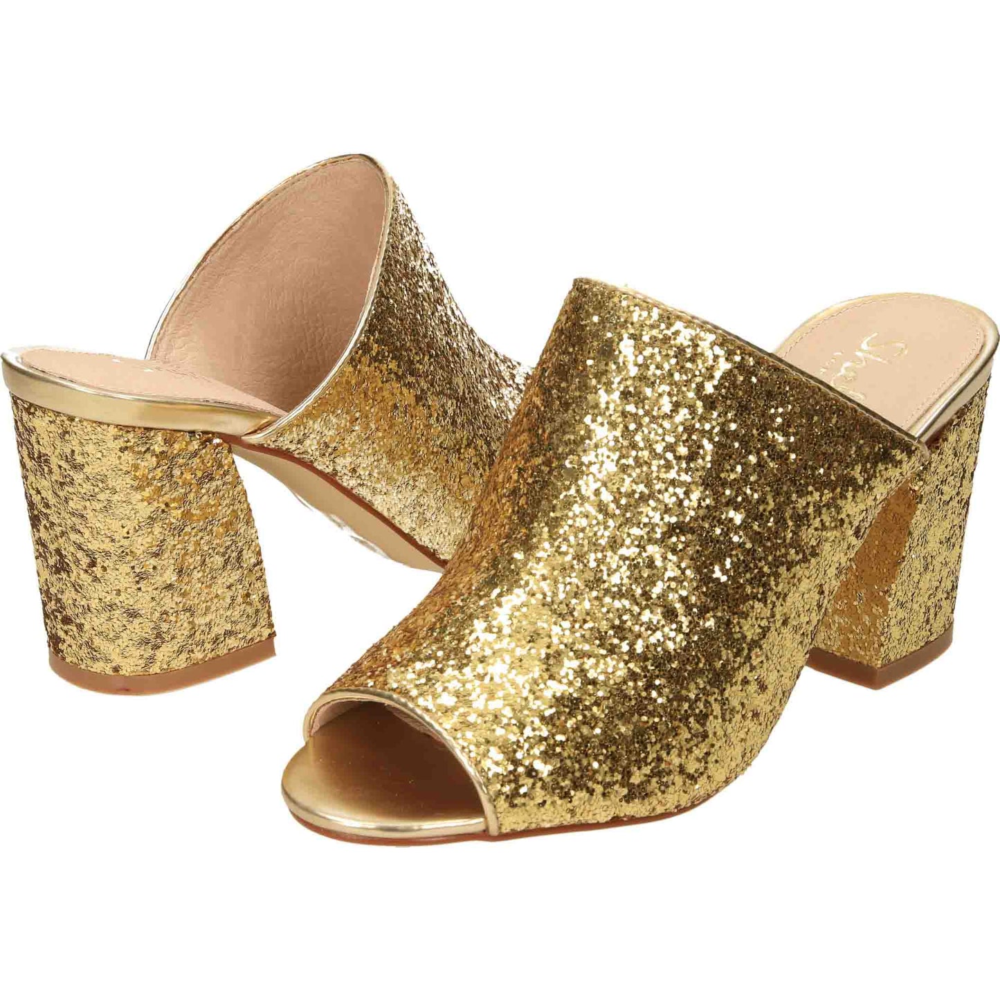 Gold Glitter Peep Toe High Heel Party Shoes