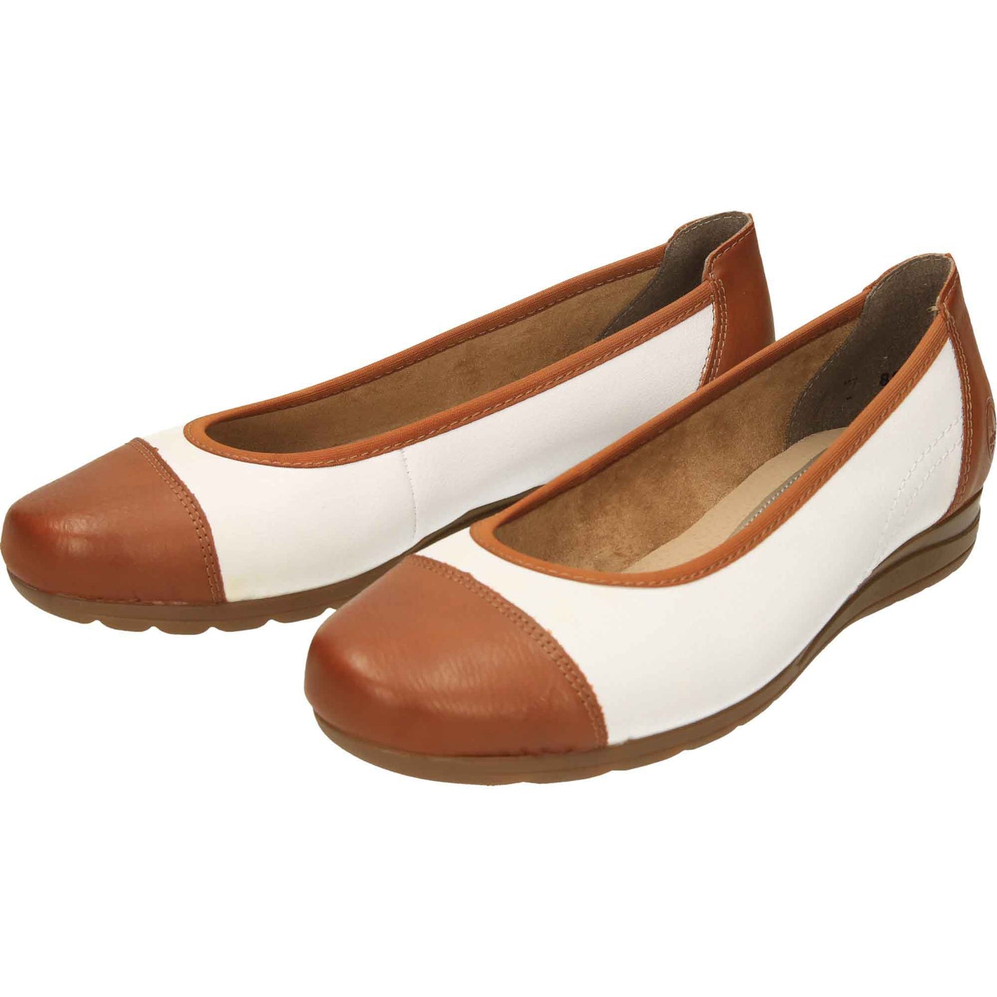 White Brown Leather Flat Shoes L9351-81 Loafer UK 6.5