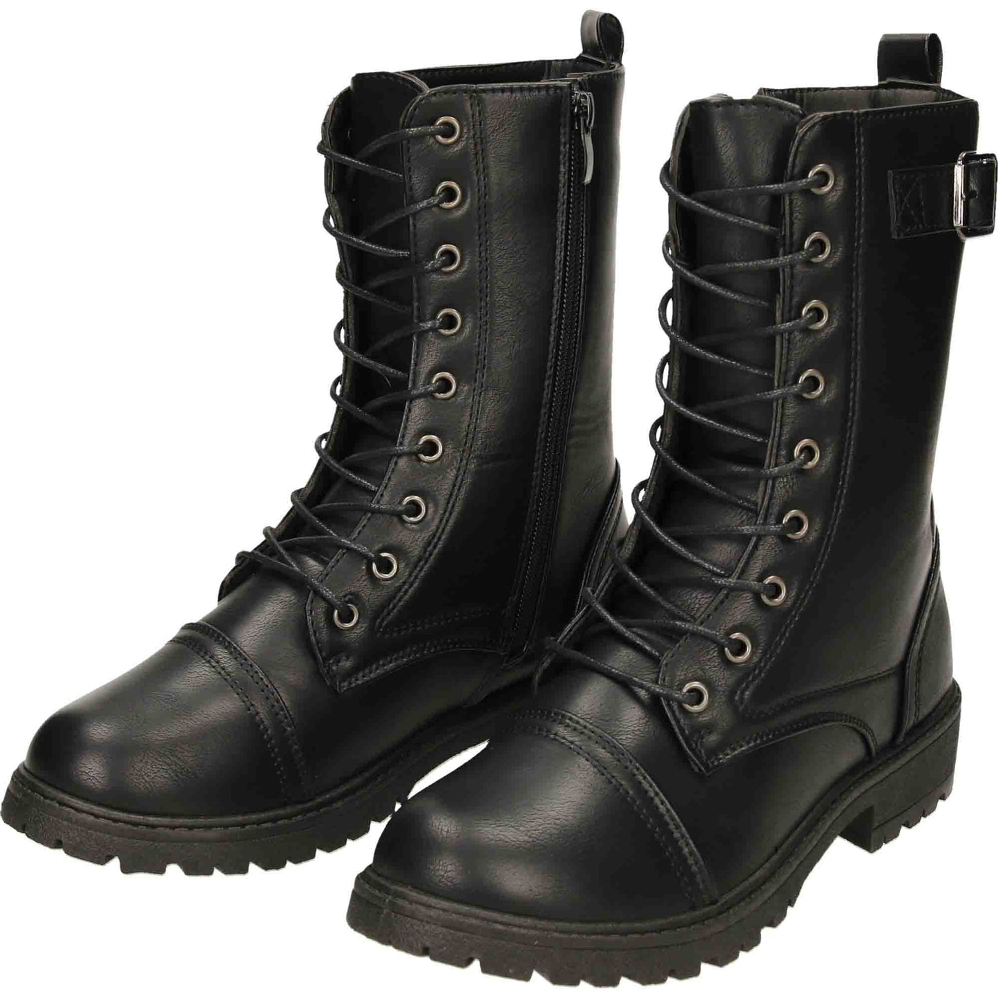 Military Combat Boots Lace Up Zip Black Punk Goth Victorian