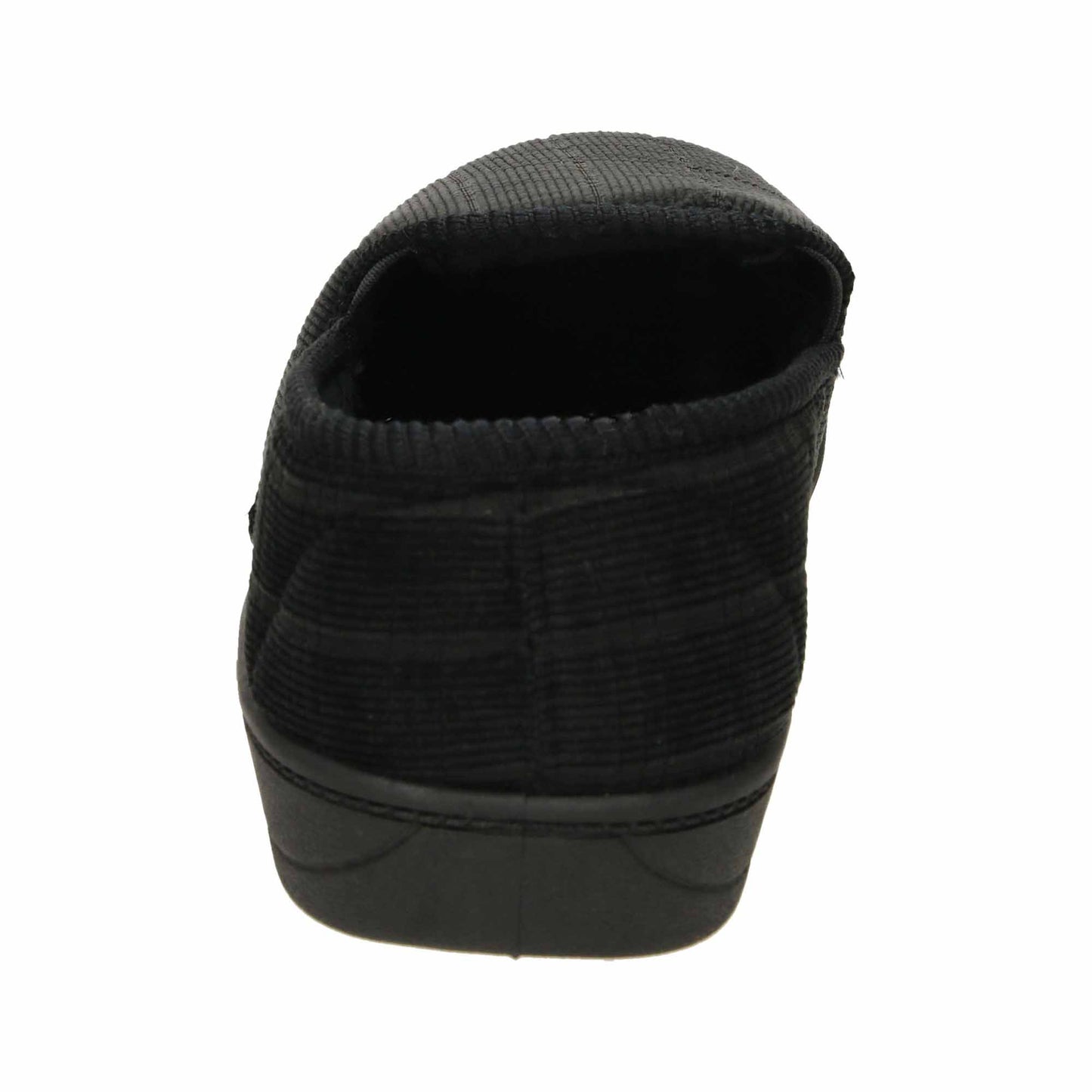 Black Cord Mens Slippers Wide Fit