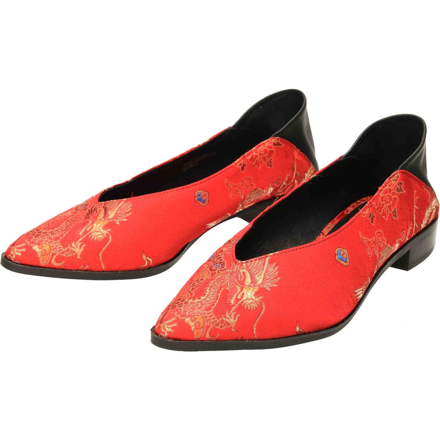 Satin Red Shoes Dragon Oriental Collapse Heel