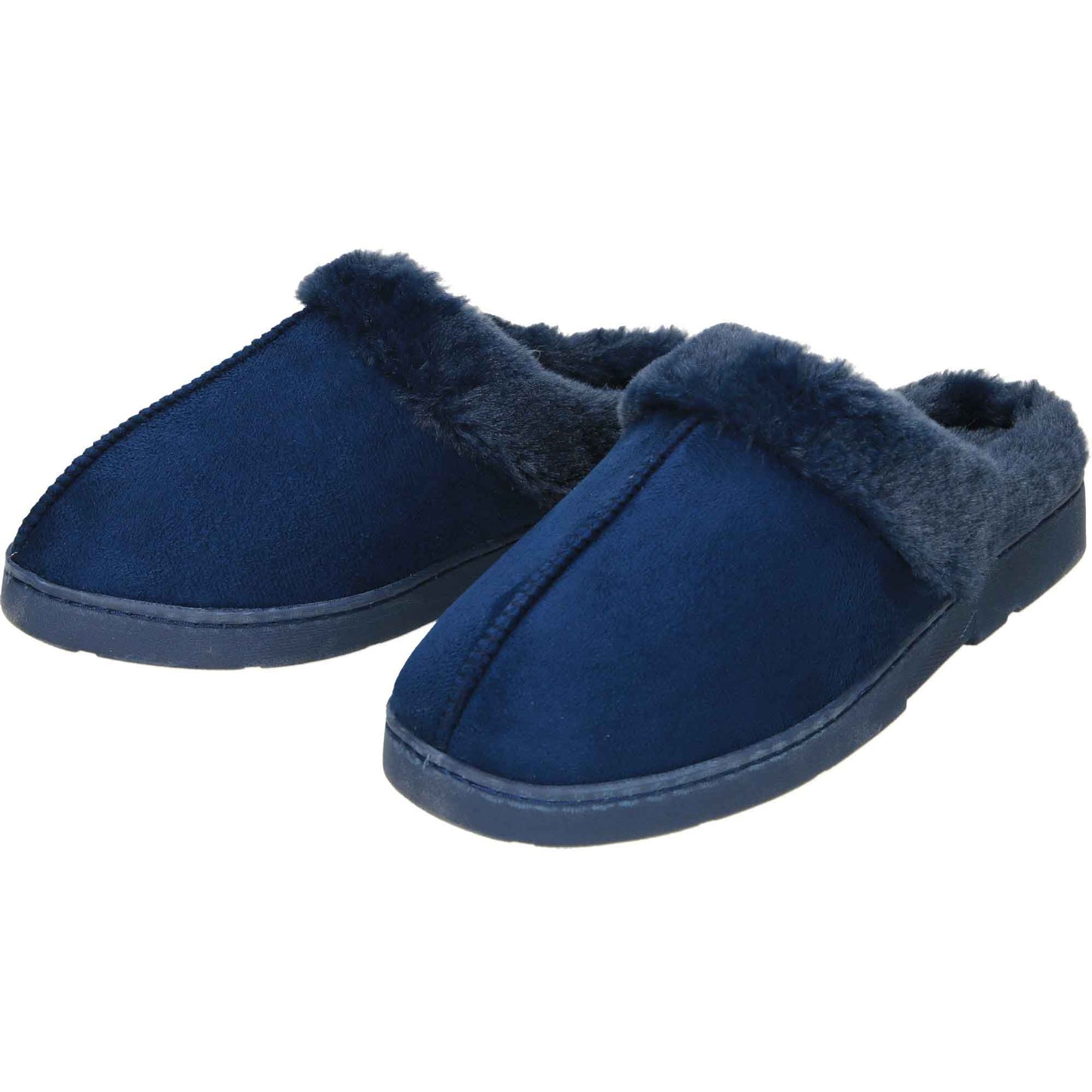 Slippers Mule Clogs Navy Blue Warm Cushioned Slip On