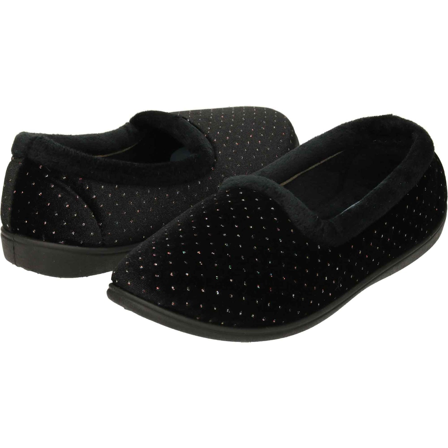 Black Slippers Cushioned Wide Fit