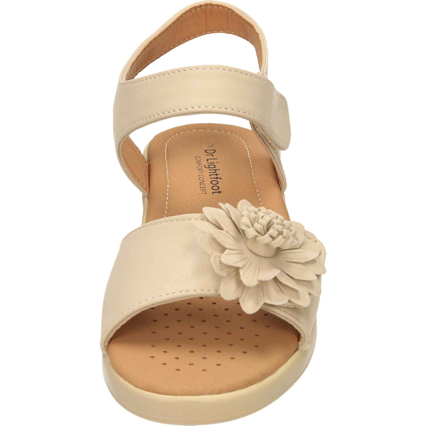 Beige Open Toe Sandals Low Wedge Heel Slingback