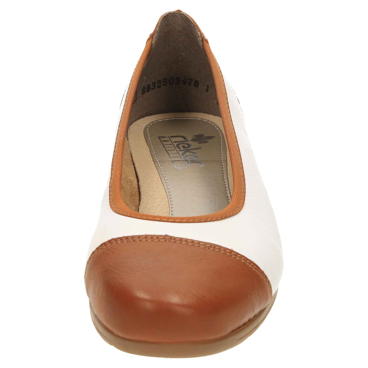 White Brown Leather Flat Shoes L9351-81 Loafer UK 6.5