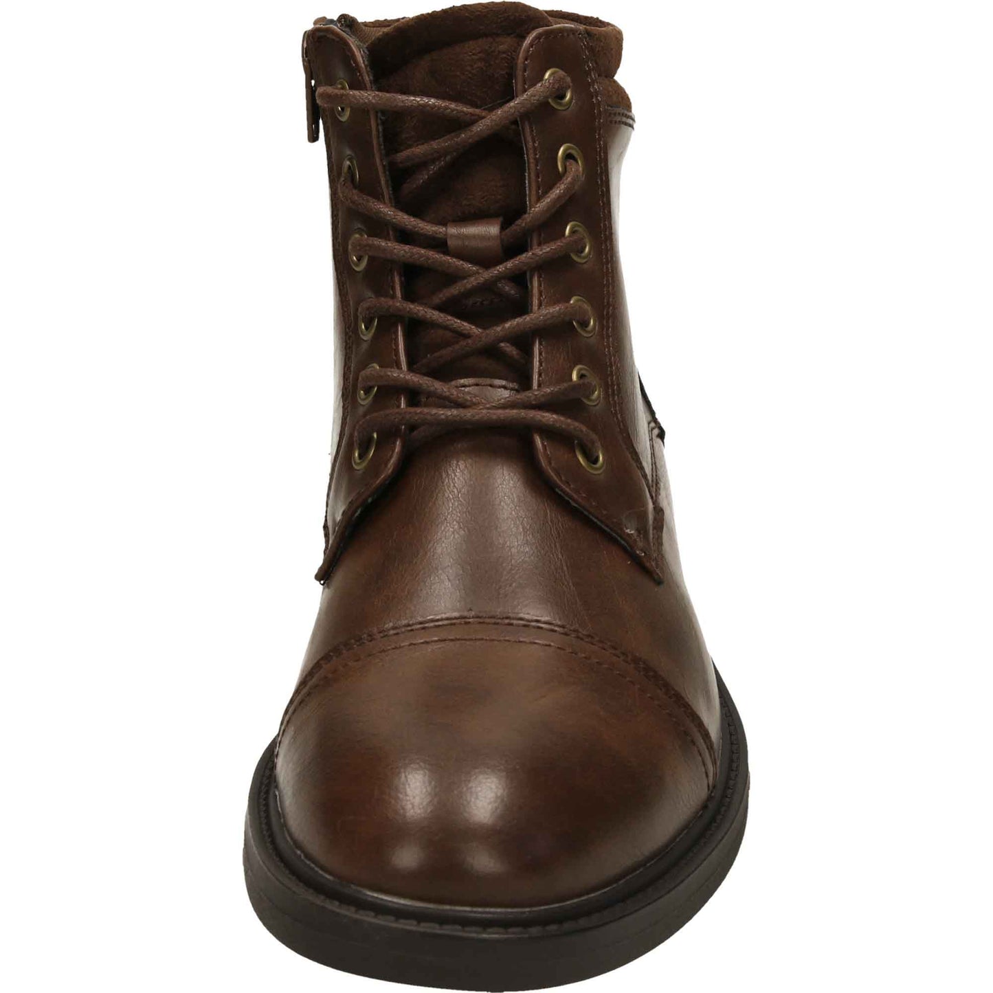 Mens Brown Ankle Boots Lace Up Zip Formal Work Shoes