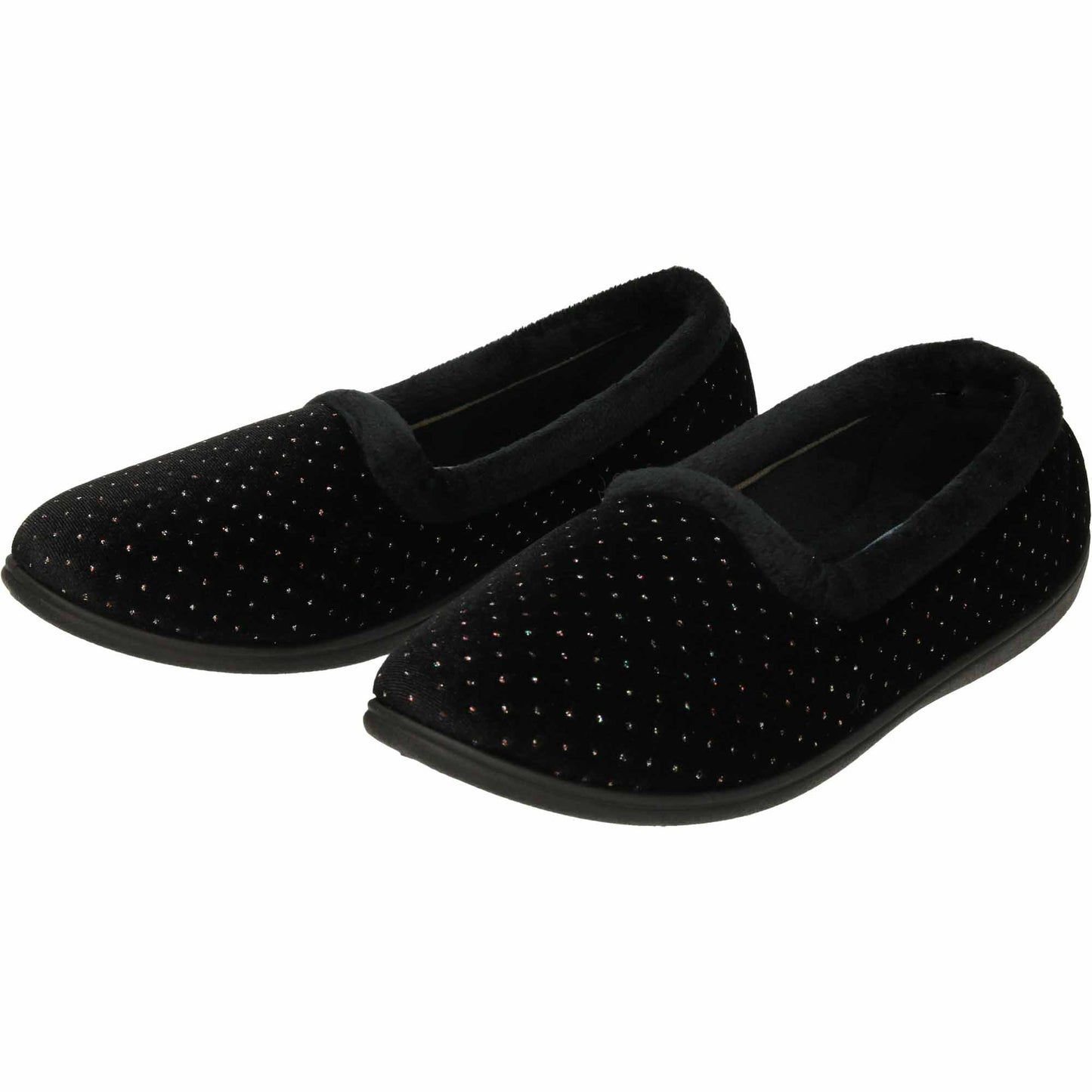Black Slippers Cushioned Wide Fit