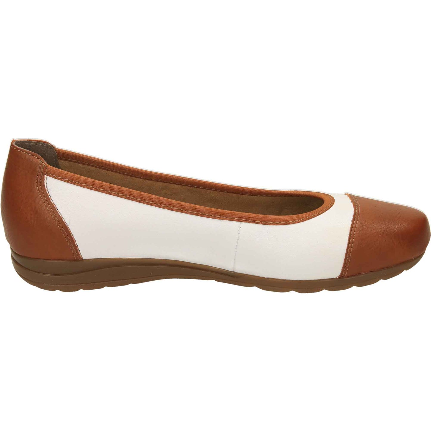 White Brown Leather Flat Shoes L9351-81 Loafer UK 6.5