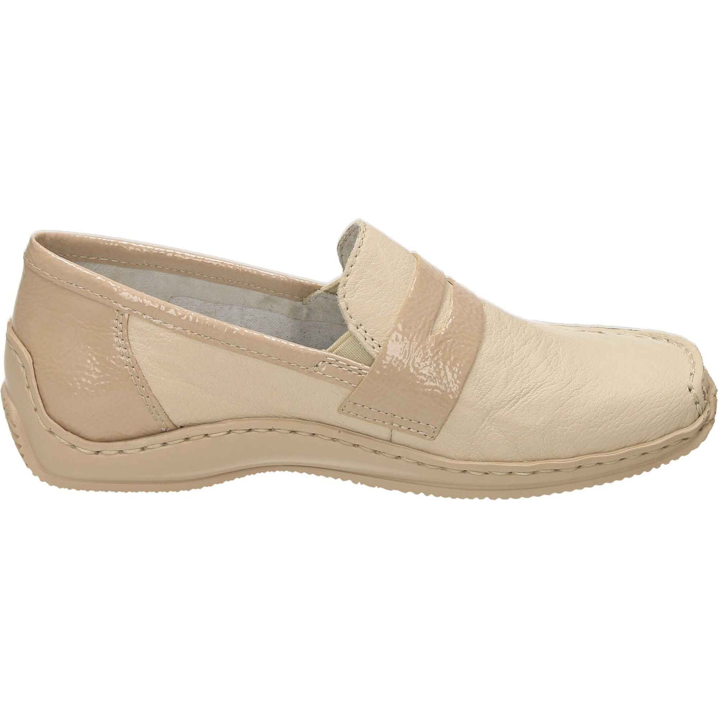Leather Loafers Beige Flat Shoes