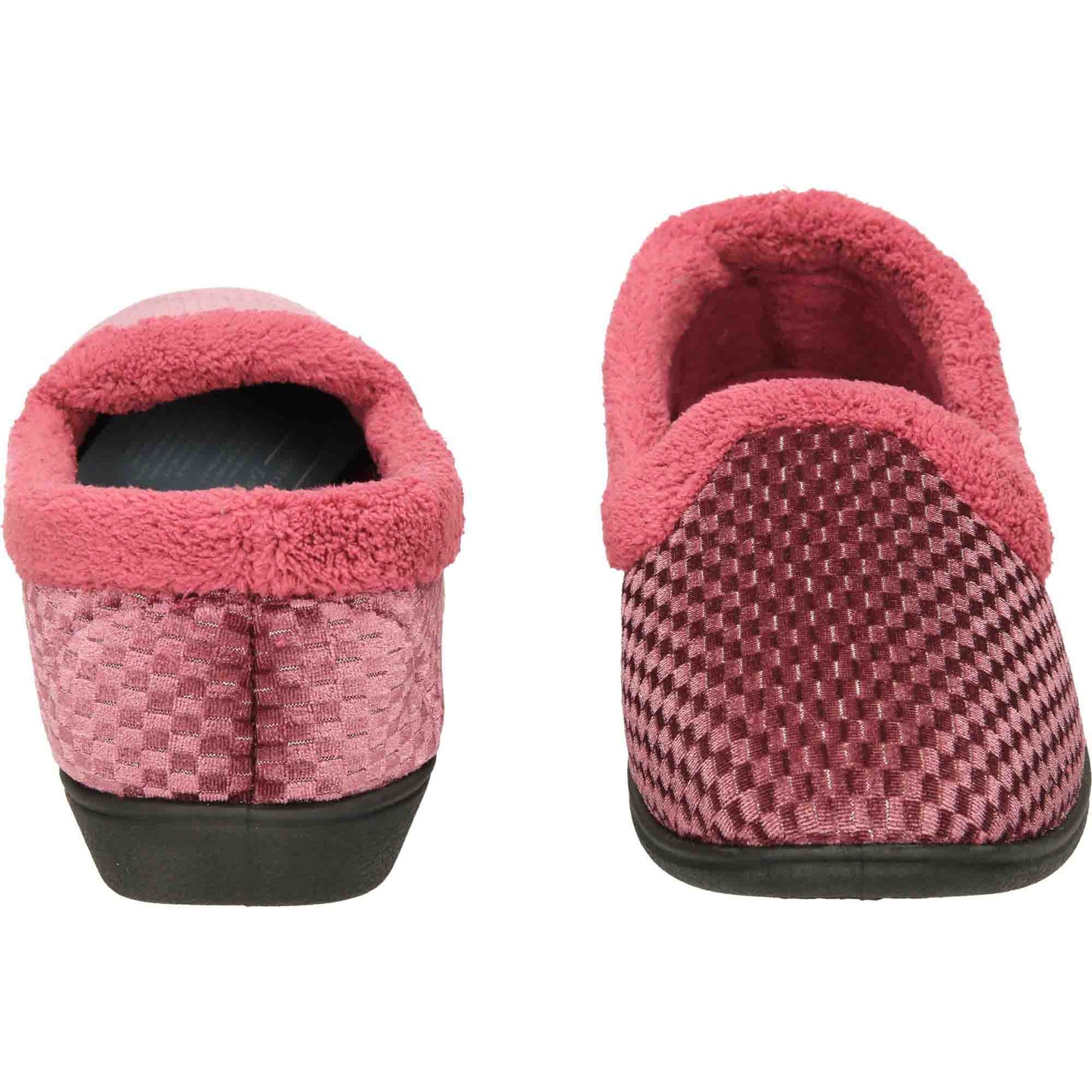Pink Velour Shimmer Slippers Cushioned Wide Fit
