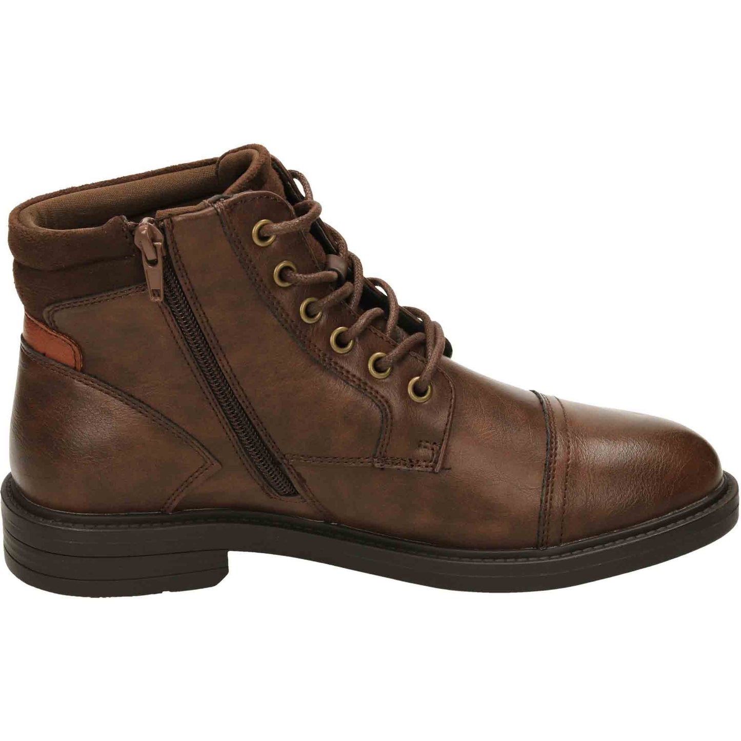 Mens Brown Ankle Boots Lace Up Zip Formal Work Shoes