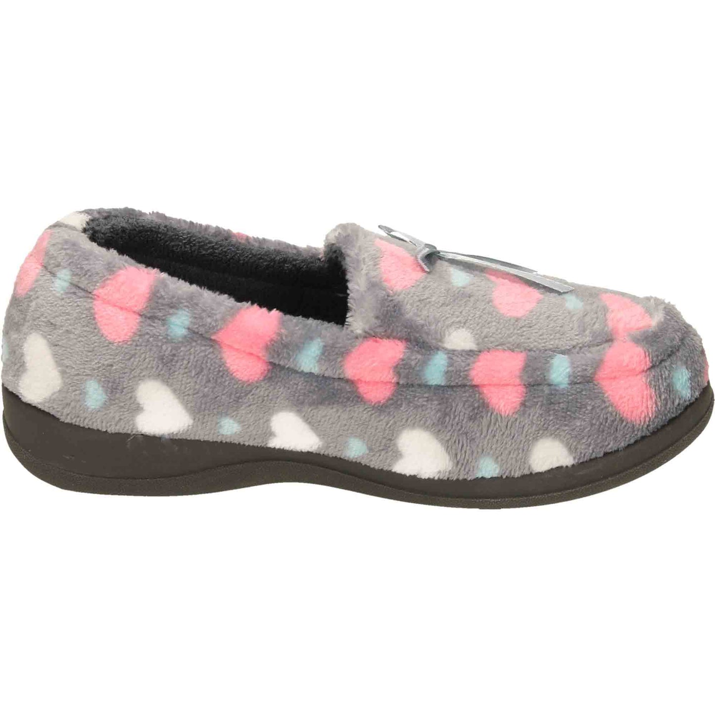 Grey Moccasin Slippers Memory Foam Wide