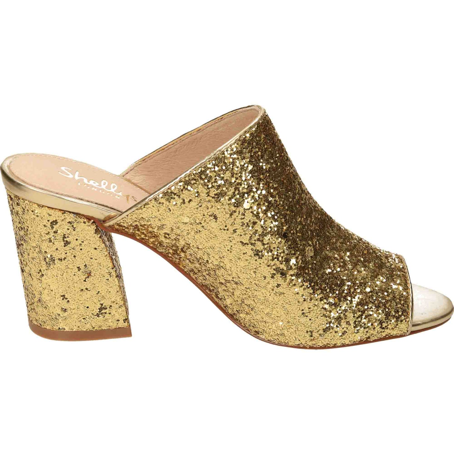 Gold Glitter Peep Toe High Heel Party Shoes