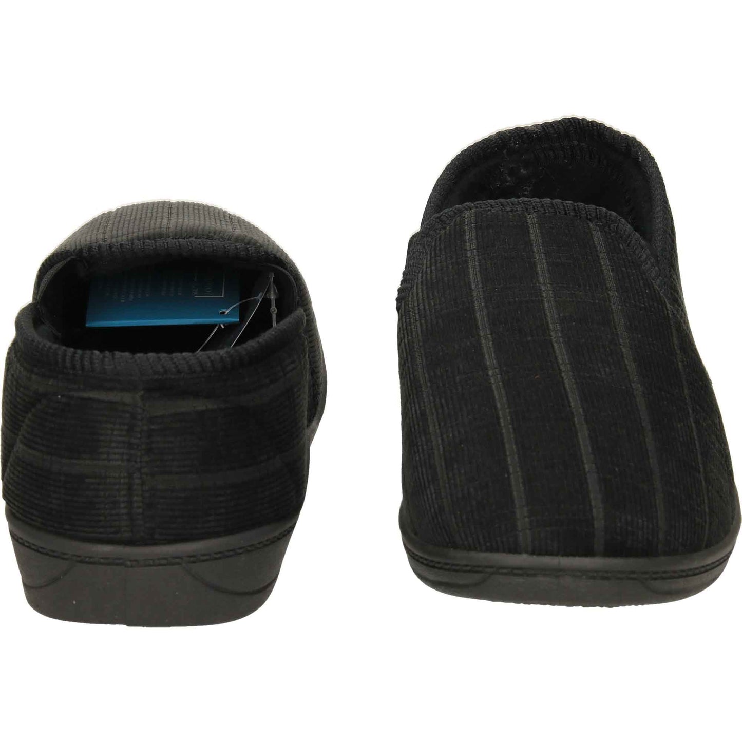 Black Cord Mens Slippers Wide Fit